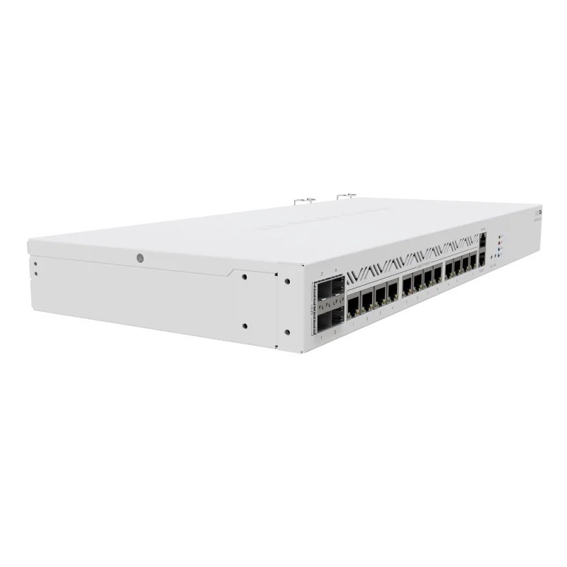 MikroTik CCR2116-12G-4S+ router angled front view