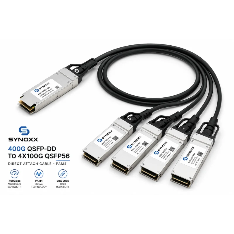 SYNOXX 400G QSFP-DD to 4 x 100G QSFP56 breakout cable